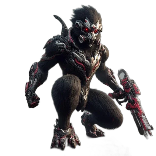weapon, creature, mask, robot, concept art, 3d render, cyberpunk, dark transparent PNG cut-out