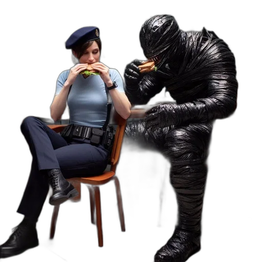 jacket, mask, creature, robot, concept art, cyberpunk, comic book art, outer space transparent PNG cut-out