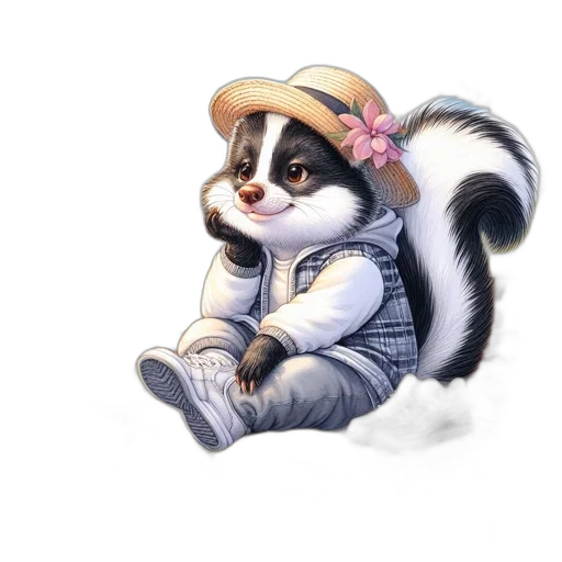 hat, animal, staff, creature, concept art, watercolor, photorealistic, fantasy art transparent PNG cut-out