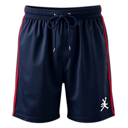 pair, navy, blue, athletic, shorts, red, stripe, sides transparent PNG cut-out