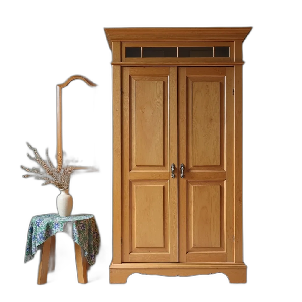 furniture, staff, dress, jewelry, 3d render, concept art, photorealistic, forest transparent PNG cut-out