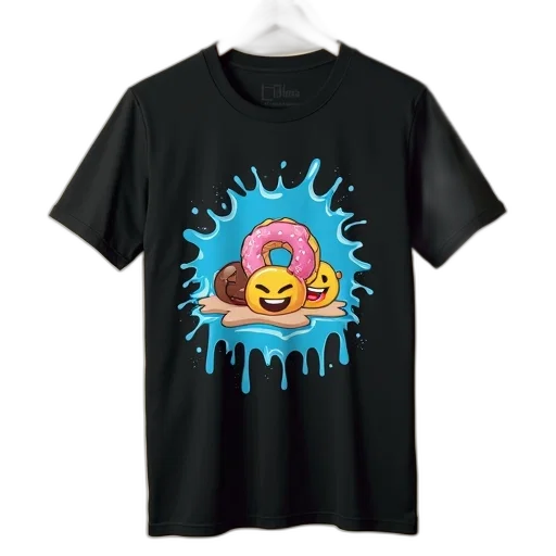 3d render, cartoon, concept art, black, t-shirt, graphic, design, featuring transparent PNG cut-out
