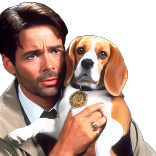 animal, photorealistic, office, setting, man, dark, hair, wears transparent PNG cut-out