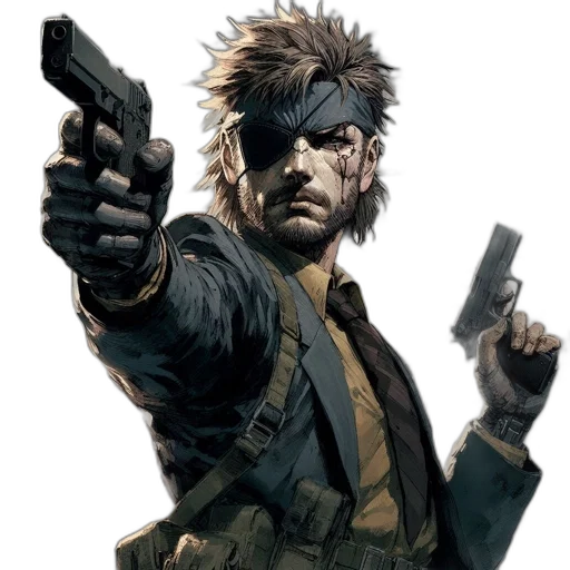 weapon, jacket, concept art, comic book art, cyberpunk, pixel art, male, character transparent PNG cut-out