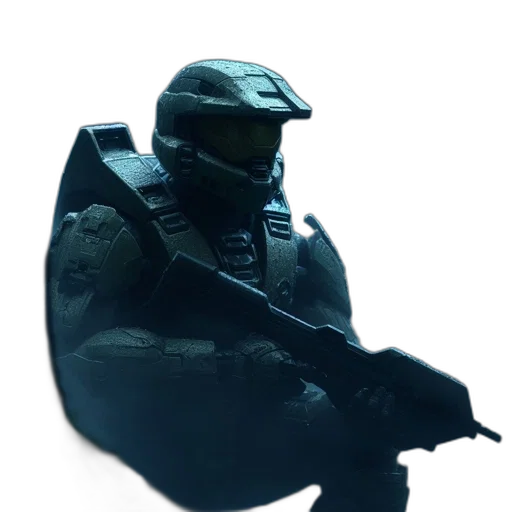 robot, weapon, face, mask, concept art, 3d render, pixel art, photorealistic transparent PNG cut-out