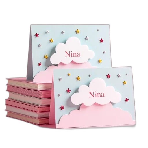 stack, six, identical, greeting, cards, cloud, pattern, background transparent PNG cut-out