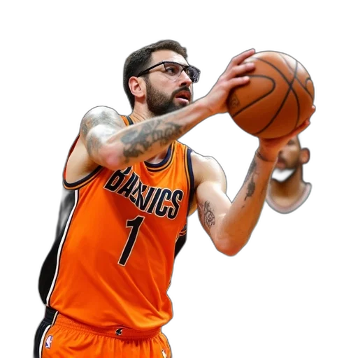 animal, cartoon, basketball, player, orange, jersey, number, attempting transparent PNG cut-out