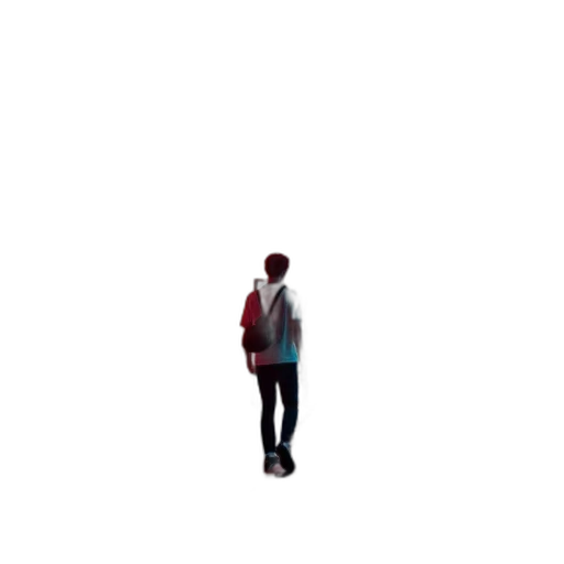 jacket, robot, staff, creature, pixel art, 3d render, concept art, vaporwave transparent PNG cut-out