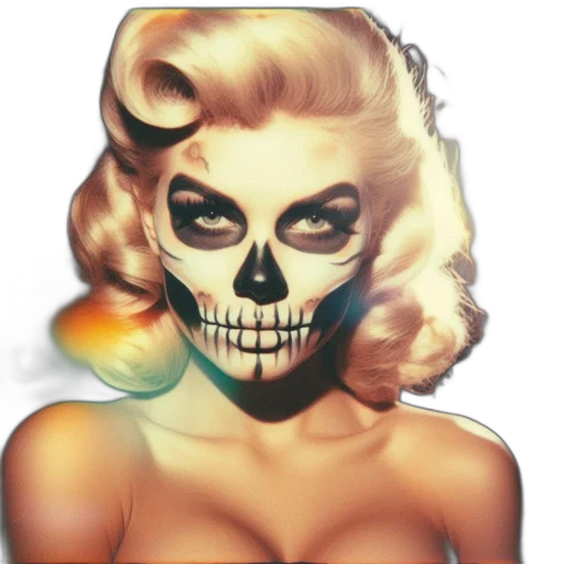 mask, face, vaporwave, comic book art, pixel art, concept art, woman, vintage transparent PNG cut-out