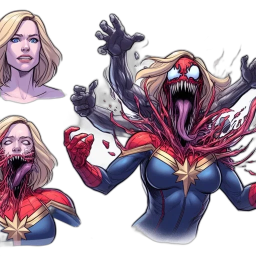 comic book art, concept art, fantasy art, cartoon, captain, marvel, undergoes, shocking transparent PNG cut-out