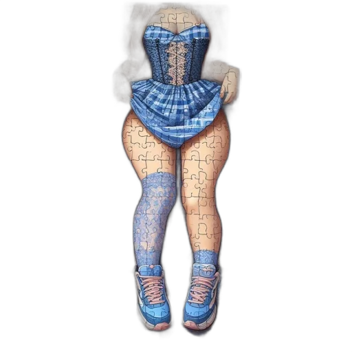 mask, dress, 3d render, concept art, cyberpunk, pixel art, blue, artistic transparent PNG cut-out