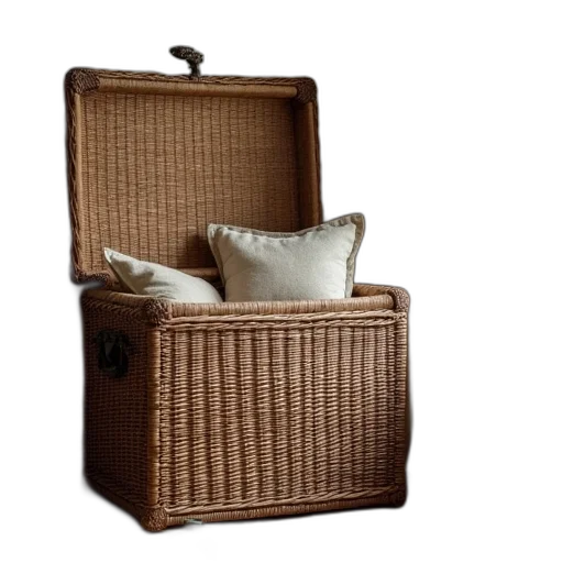 furniture, earth tones, wicker, trunk transparent PNG cut-out