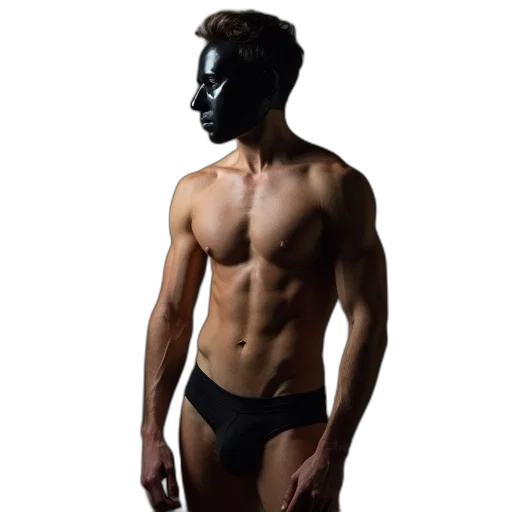 mask, face, creature, photorealistic, dark, monochrome, man, wearing transparent PNG cut-out