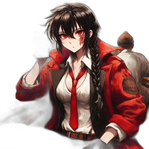 jacket, staff, dragon, weapon, anime, pixel art, fantasy art, concept art transparent PNG cut-out