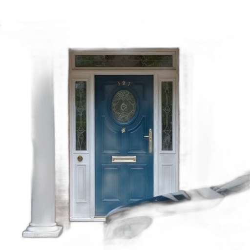 staff, furniture, 3d render, photorealistic, blue, front, door, frosted transparent PNG cut-out