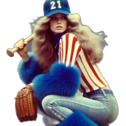hat, hair, blue, woman, blonde, fur-like, sleeves, holds transparent PNG cut-out