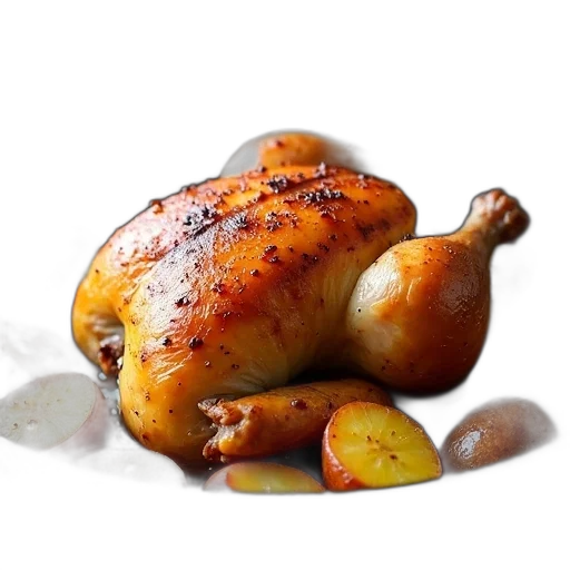 food, animal, photorealistic, 3d render, roasted, chicken, crispy, golden-brown transparent PNG cut-out