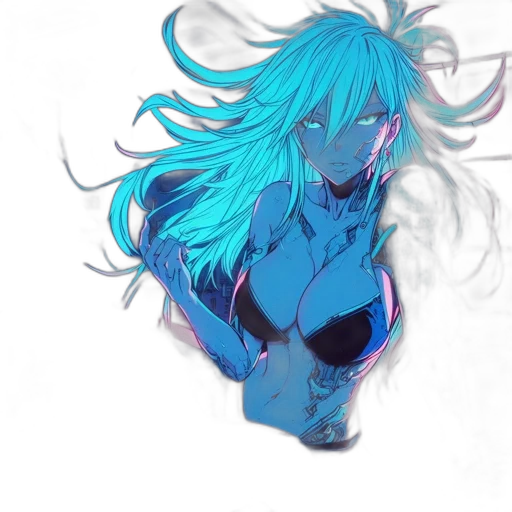 mask, dress, creature, hair, anime, concept art, cyberpunk, fantasy art transparent PNG cut-out