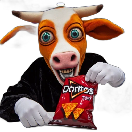 food, creature, animal, robot, 3d render, photorealistic, concept art, cow-headed transparent PNG cut-out