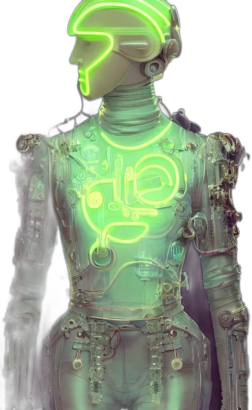robot, jacket, staff, mask transparent PNG cut-out