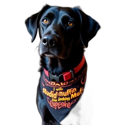 staff, animal, black, dog, red, yellow, flame, patterned transparent PNG cut-out
