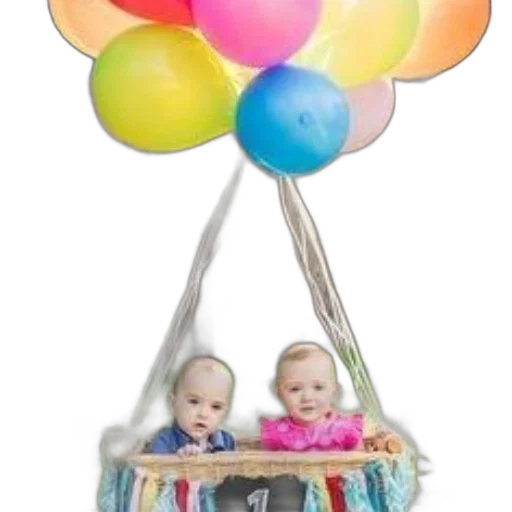 3d render, photorealistic, pastel, two, babies, sit, basket, colorful transparent PNG cut-out