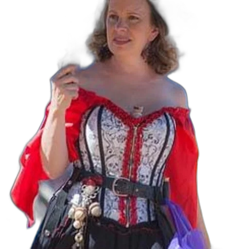 dress, jewelry, staff, woman, dressed, pirate, red, black transparent PNG cut-out