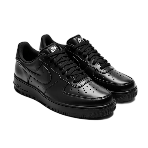 shoes, 3d render, pair, black, leather, sneakers, laces, sole transparent PNG cut-out
