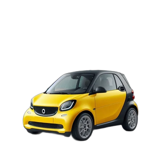 car, animal, 3d render, yellow, smart, sits, front, chalkboard transparent PNG cut-out