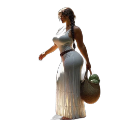 dress, jewelry, staff, 3d render, concept art, fantasy art, photorealistic, beach transparent PNG cut-out