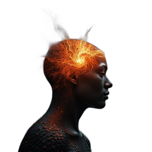 crown, mask, hair, face, concept art, 3d render, photorealistic, cyberpunk transparent PNG cut-out