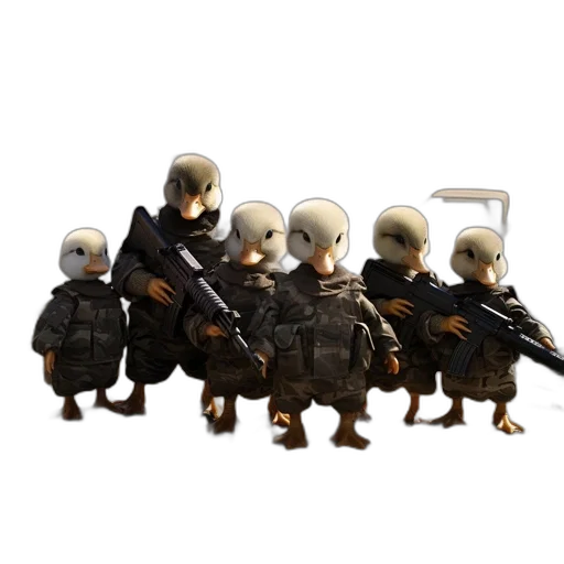 weapon, robot, mask, concept art, 3d render, pixel art, anthropomorphic, duck transparent PNG cut-out