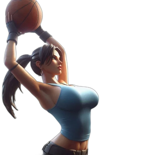 weapon, 3d render, concept art, fantasy art, photorealistic, animated, female, basketball transparent PNG cut-out