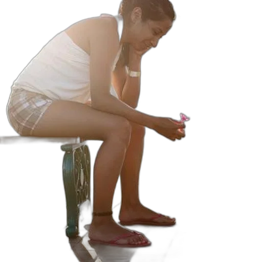 shoes, 3d render, photorealistic, young, woman, white, tank, top transparent PNG cut-out