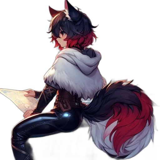 staff, creature, animal, jacket, concept art, fantasy art, watercolor, pixel art transparent PNG cut-out