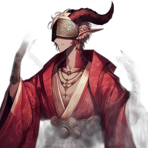 mask, dragon, staff, face, concept art, fantasy art, watercolor, photorealistic transparent PNG cut-out