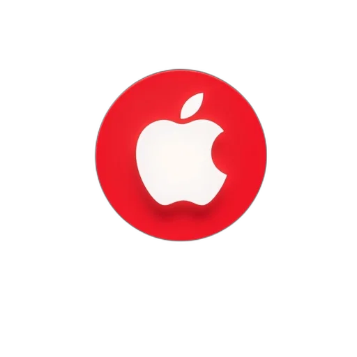 staff, 3d render, red, circle, white, apple, logo, center transparent PNG cut-out