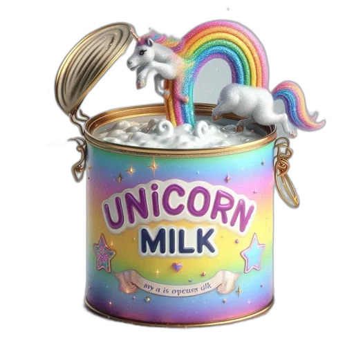 food, colorful, can, unicorn, milk, features, leaping, multi-colored transparent PNG cut-out