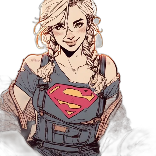 comic book art, concept art, cartoon, watercolor, illustration, features, confident, cheerful transparent PNG cut-out