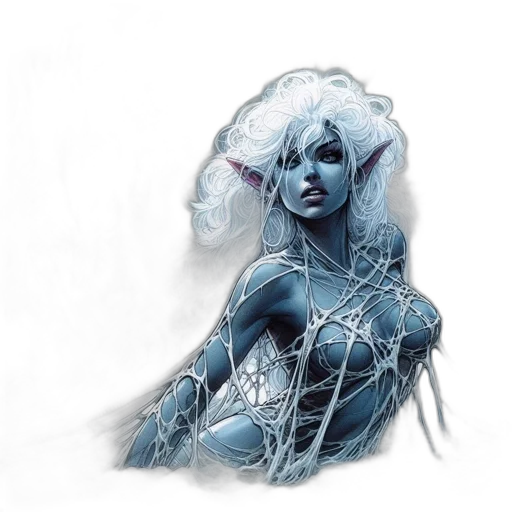 jewelry, concept art, fantasy art, comic book art, watercolor, blue, ethereal, scene transparent PNG cut-out