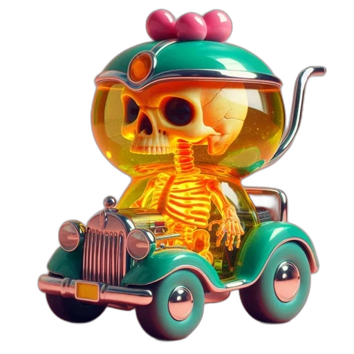 car, robot, 3d render, concept art, vaporwave, fantasy art, golden, eye-catching transparent PNG cut-out