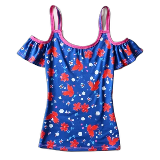 dress, bathing, shirt, blue, red, pattern, pink, accents transparent PNG cut-out