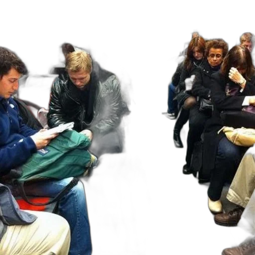 jacket, people, sitting, train, luggage, reading, materials transparent PNG cut-out