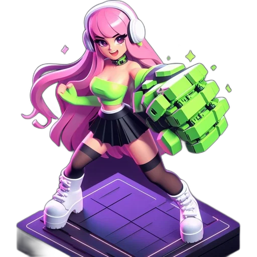 weapon, pixel art, concept art, cyberpunk, 3d render, neon, green, animated transparent PNG cut-out