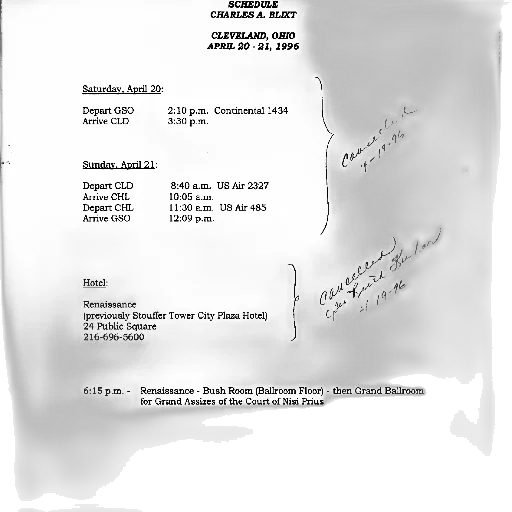 schedule, charles, blex, cleveland, ohio, april, 20-21, 1996 transparent PNG cut-out