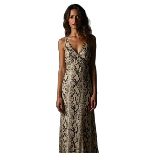 dress, earth tones, girl, snake transparent PNG cut-out