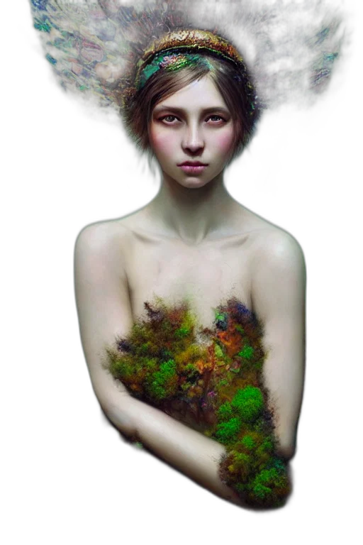 crown, dress, creature, face transparent PNG cut-out