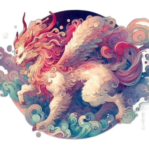 dragon, creature, staff, animal, fantasy art, concept art, watercolor, pixel art transparent PNG cut-out