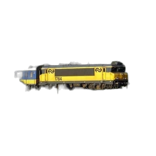 3d render, photorealistic, yellow, train, number, 1764, traveling, through transparent PNG cut-out