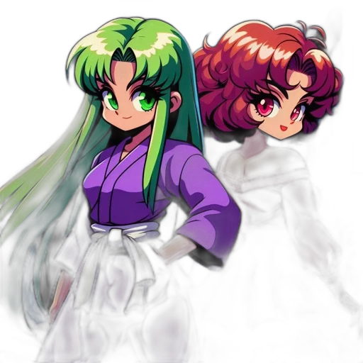 concept art, pixel art, vaporwave, anime, outer space, green, colorful, two transparent PNG cut-out